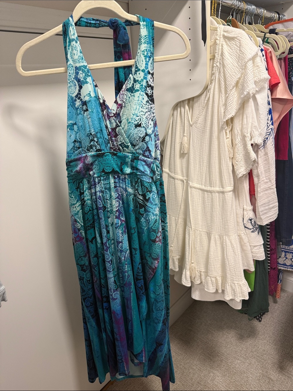 Soma Teal and Blue Halter Maxi Dress